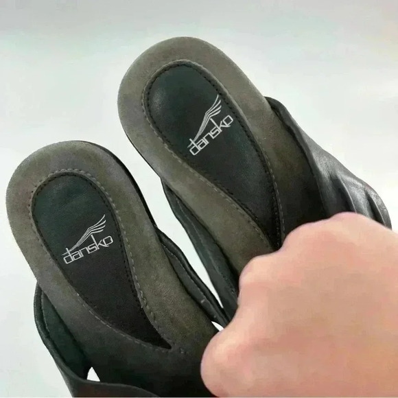 Dansko Avalon size 38 7.5-8 black leather wedge platforms comfort orthopedic - Picture 13 of 16